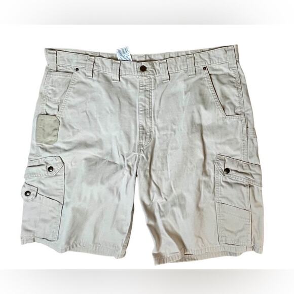 Carhartt B357 Big & Tall Khaki Tan Relaxed Fit‎ Ripstop Cargo Work Shorts sz 44 - Picture 1 of 9